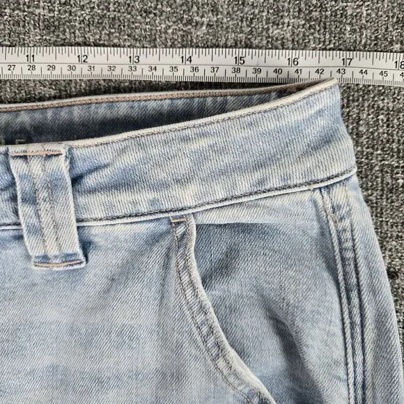 American Eagle Jeans Womens 12 Regular High Rise Baggy Wide Leg Light Blue Cargo - Picture 8 of 14